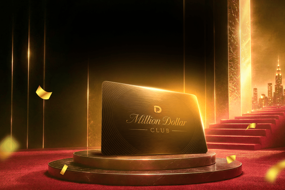 Visual de Million Dollar Club de D Prime, programa de fidelidad para IB con recompensas y beneficios exclusivos