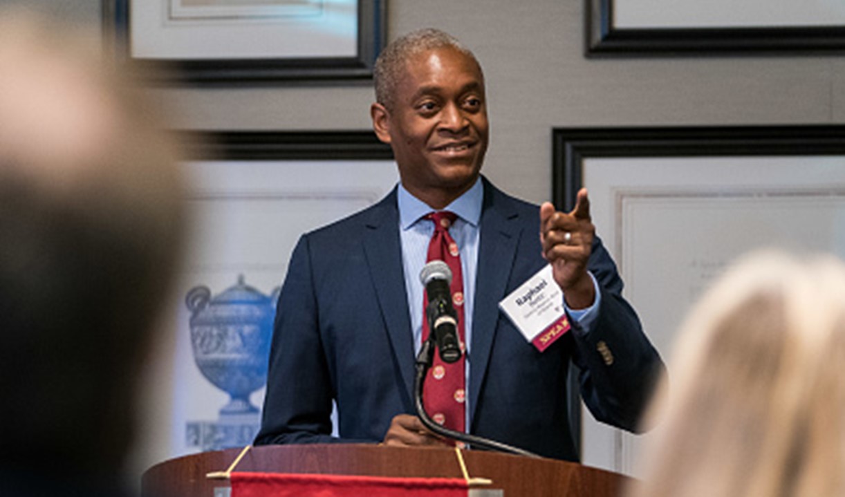 Fed Raphael Bostic is presenting his view on taper and inflation