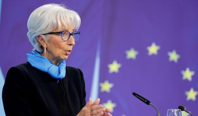 The president of the European Central Bank, Christine Lagarde, is presenting her view on taper and inflation