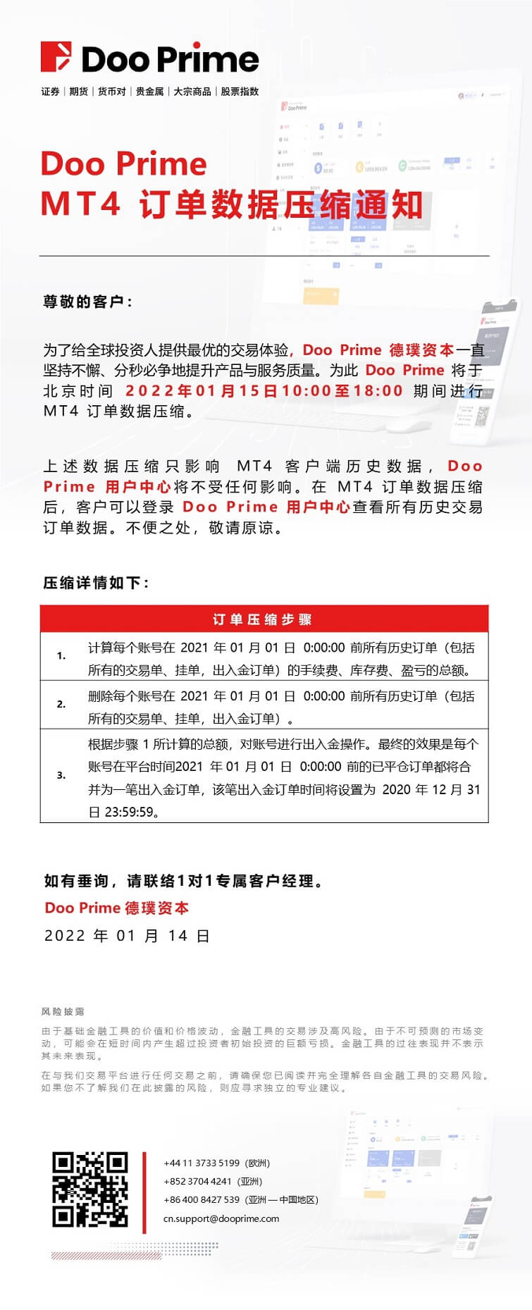 Doo Prime MT4 订单数据压缩通知