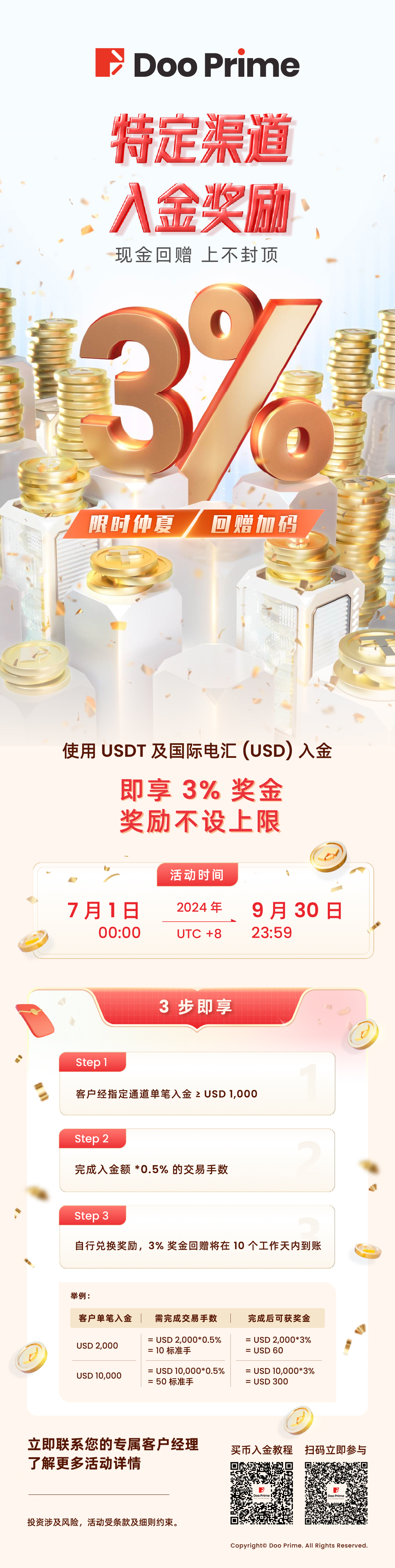 Doo Prime 限时加码！仲夏福利3% 入金回馈活动重磅升级！ - D Prime 媒体中心