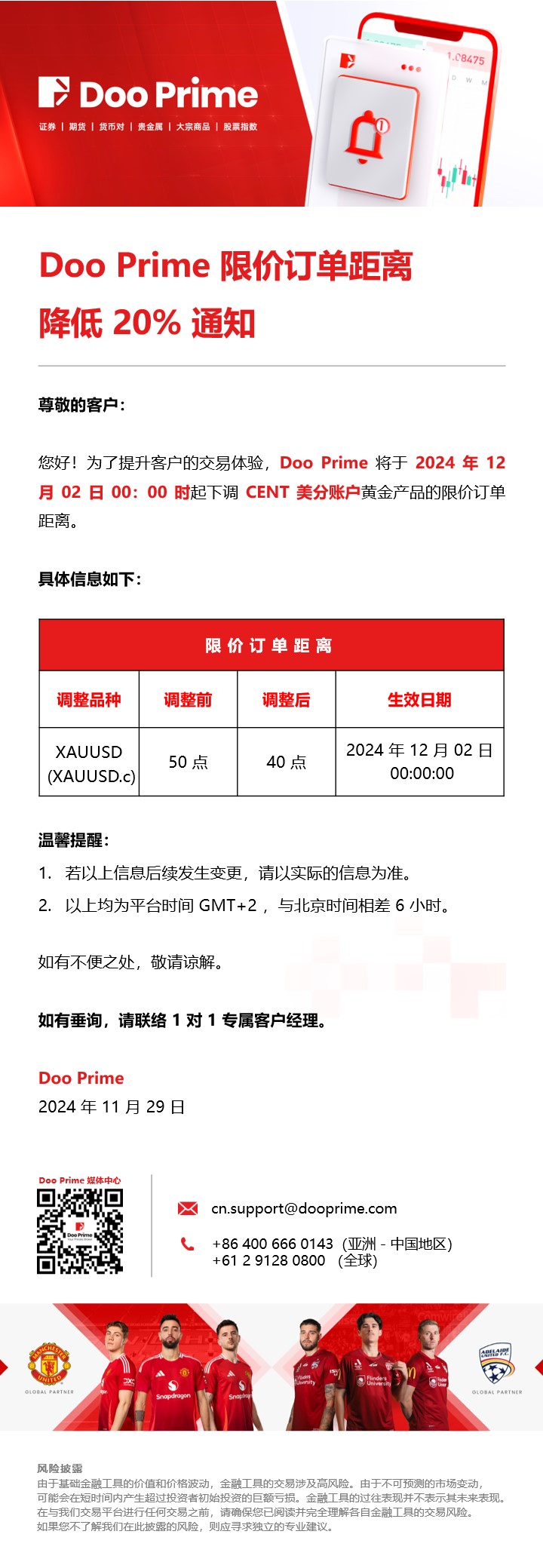 Doo Prime 限价订单距离​降低20% 通知- D Prime 媒体中心
