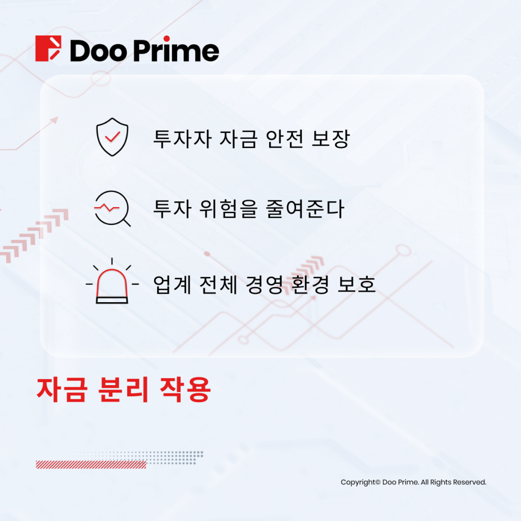 전용 자금 분리 예탁, 투자 안전 보장