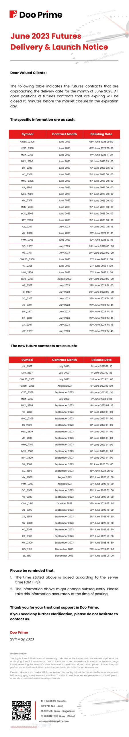 Doo Prime June 2023 Futures Delivery & Launch Notice