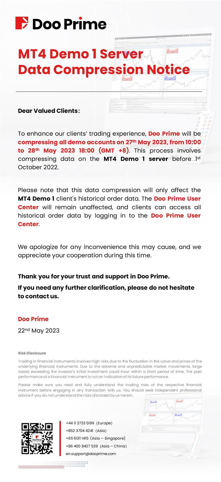 Doo Prime MT4 Demo 1 Server Data Compression Notice